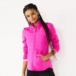 Women's Tek Gear® Hooded Mixed-Media Jacket -Casual Wear Hub 5561979 Fuchsia