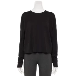 Women's Tek Gear® Easy French Terry Raw-Seam Tee -Casual Wear Hub 5562562 Black