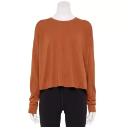 Women's Tek Gear® Easy French Terry Raw-Seam Tee -Casual Wear Hub 5562562 Cinnamon Coffee