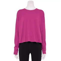 Women's Tek Gear® Easy French Terry Raw-Seam Tee -Casual Wear Hub 5562562 Fantasy Berry