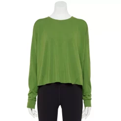 Women's Tek Gear® Easy French Terry Raw-Seam Tee -Casual Wear Hub 5562562 Pesto Olve