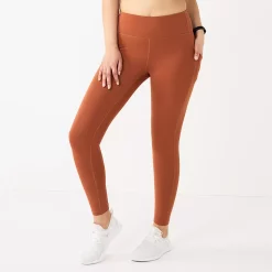 Petite Tek Gear® Ultrastretch High-Waisted 7/8 Leggings with Side Pockets -Casual Wear Hub 5567569 Cinnamon Coffee