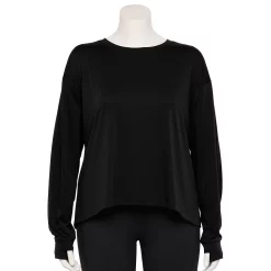 Plus Size Tek Gear® Crewneck Crop Tee -Casual Wear Hub 5567897 Black