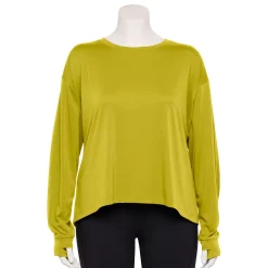 Plus Size Tek Gear® Crewneck Crop Tee -Casual Wear Hub 5567897 Lime Verbena