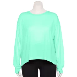 Plus Size Tek Gear® Crewneck Crop Tee -Casual Wear Hub 5567897 Shy Green