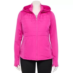 Plus Size Tek Gear® Hooded Mixed-Media Jacket -Casual Wear Hub 5567937 Fuchsia Cashmere