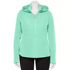 Plus Size Tek Gear® Hooded Mixed-Media Jacket -Casual Wear Hub 5567937 Shy Green
