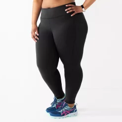 Plus Size Tek Gear® Core High-Waisted Side Pocket 7/8 Leggings -Casual Wear Hub 5568006 Black