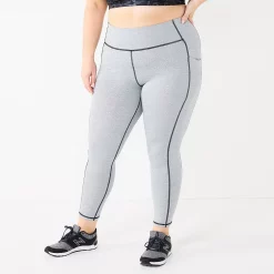 Plus Size Tek Gear® Core High-Waisted Side Pocket 7/8 Leggings -Casual Wear Hub 5568006 Gray