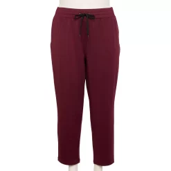 Plus Size Tek Gear® Weekend French Terry Ankle Pants -Casual Wear Hub 5568027 Night Sangria