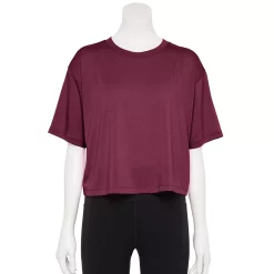 Women's Tek Gear® Crop Easy Tee -Casual Wear Hub 5575182 Night Sangria