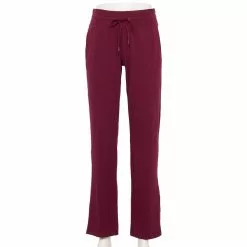 Petite Tek Gear® Essential Straight-Leg Pants -Casual Wear Hub 5576689 Night Sangria