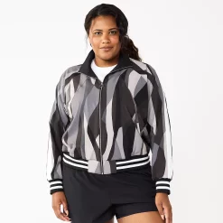 Plus Size Tek Gear® Woven Tracksuit Jacket -Casual Wear Hub 5638591 Black Abstract