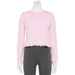 Women's Tek Gear® Lettuce-Edge Cross-Back Top -Casual Wear Hub 5653063 Adoring Lilac