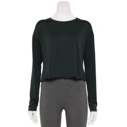 Women's Tek Gear® Lettuce-Edge Cross-Back Top -Casual Wear Hub 5653063 Black