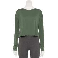 Women's Tek Gear® Lettuce-Edge Cross-Back Top -Casual Wear Hub 5653063 Esta Olive