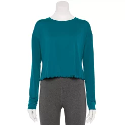 Women's Tek Gear® Lettuce-Edge Cross-Back Top -Casual Wear Hub 5653063 Night Life Teal