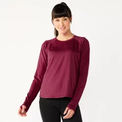 Women's Tek Gear® Performance Long Sleeve Tee -Casual Wear Hub 5653105 Night Sangria