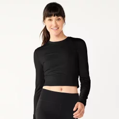 Women's Tek Gear® Ruffle Cutout Crop Tee -Casual Wear Hub 5653472 Black