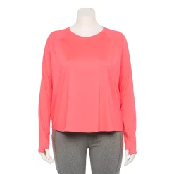 Plus Size Tek Gear® Performance Long Sleeve Tee 19 Plus Size Tek Gear® Performance Long Sleeve Tee -Casual Wear Hub 5656046 Fanatic Pink