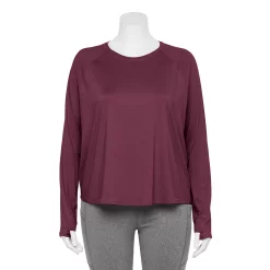 Plus Size Tek Gear® Performance Long Sleeve Tee 20 Plus Size Tek Gear® Performance Long Sleeve Tee -Casual Wear Hub 5656046 Night Sangria