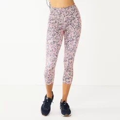 Women's Tek Gear® Ultrastretch Pocket High-Waisted Capri Leggings -Casual Wear Hub 5660787 Coral Ditsy Floral