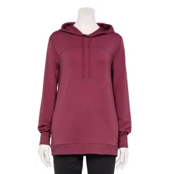 Women's Tek Gear® French Terry Hooded Tunic -Casual Wear Hub 5662058 Night Sangria