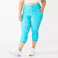 Plus Size Tek Gear® Ultrastretch Pocket High-Waisted Capri Leggings 12 Plus Size Tek Gear® Ultrastretch Pocket High-Waisted Capri Leggings -Casual Wear Hub 5663102 Blue Warped