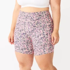 Plus Size Tek Gear® Ultrastretch 7-in. Bike Shorts -Casual Wear Hub 5663392 Coral Ditsy Floral