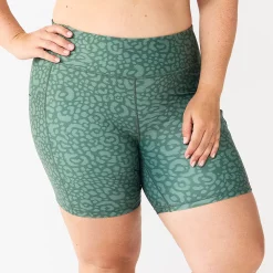 Plus Size Tek Gear® Ultrastretch 7-in. Bike Shorts -Casual Wear Hub 5663392 Green Leopard