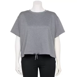 Plus Size Tek Gear® Stretch Fleece Cinched-Waist Top -Casual Wear Hub 5663601 Smokey Slate