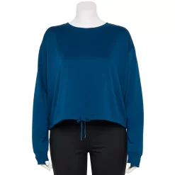 Plus Size Tek Gear® Stretch Fleece Cinched-Waist Top -Casual Wear Hub 5663621 Blue Crayon