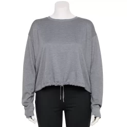 Plus Size Tek Gear® Stretch Fleece Cinched-Waist Top -Casual Wear Hub 5663621 Smokey Slate