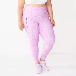 Plus Size Tek Gear® Ultrastretch Pocket Running Leggings -Casual Wear Hub 5664541 Purple Stripe