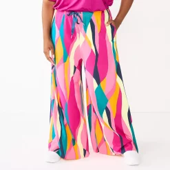 Plus Size Tek Gear® Palazzo Pants -Casual Wear Hub 5664810 Pink Abstract