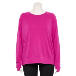 Plus Size Tek Gear® Keyhole Back Long-Sleeve Tee -Casual Wear Hub 5664890 Fantasy Berry
