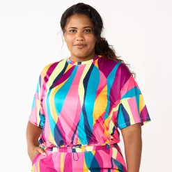 Plus Size Tek Gear® Keyhole-Back Crop Top -Casual Wear Hub 5667328 Pink Abstract