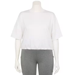 Plus Size Tek Gear® Keyhole-Back Crop Top -Casual Wear Hub 5667328 White