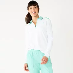 Women's Tek Gear® 1/4-Zip Golf Polo -Casual Wear Hub 5670965 White Shy Green