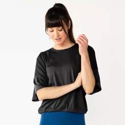 Women's Tek Gear® Open-Back Crop Tee -Casual Wear Hub 5674000 Black