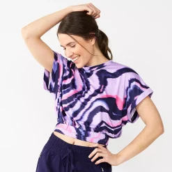 Women's Tek Gear® Batwing Crop Top -Casual Wear Hub 5942076 Purple Stripe