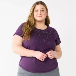Plus Size Tek Gear® Core Raglan Tee -Casual Wear Hub 5942095 Purple Speckle