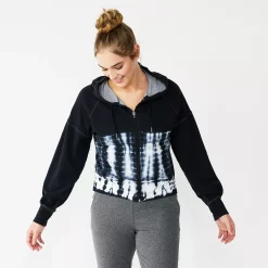 Women's Tek Gear® French Terry Crop Zip-Up Jacket -Casual Wear Hub 6120577 Black